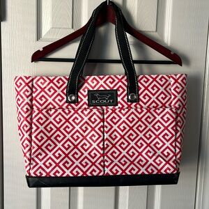Scout Red and White Geometric Tote Bag